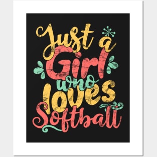 Just A Girl Who Loves Softball - Baseball Player Gift design Posters and Art